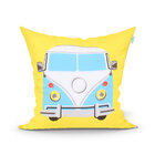 Capa Almofada Decorativa Azul E Amarela Kombi Estampada Kit C