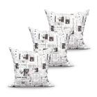 Capa Almofada Decorativa Jornal 3 Unidades 45cm X 45cm Tecido