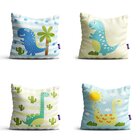 Capa Almofada Dinossauro Baby Kit Com 4un 35x35cm