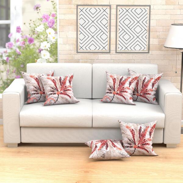 Capa Almofada Estampada Vermelha Vivarti Kit Com 6 Unidades C