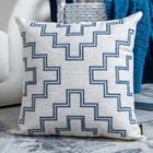 Capa Almofada Linho Bordada Azul Marinho 50x50cm Concept