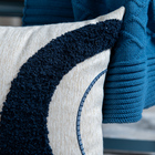 Capa Almofada Linho Bordada Boucle Azul 35x55cm Concept