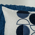 Capa Almofada Linho Bordada Com Fio Boucle Azul 35x55cm Conce