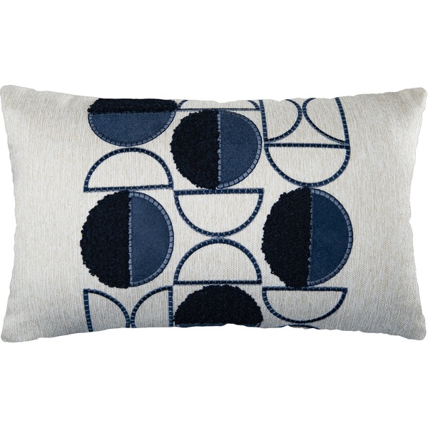 Capa Almofada Linho Bordada Com Fio Boucle Azul 35x55cm Conce