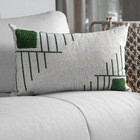Capa Almofada Linho Bordada Fio Boucle Verde 35x55cm Concept