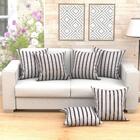 Capa Almofada Listrada Preta 6 Unidades Grande 60cm X 60cm Te