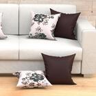 Capa Almofada Marrom E Floral Bege 2 Unidades 45cm X 45cm Tec