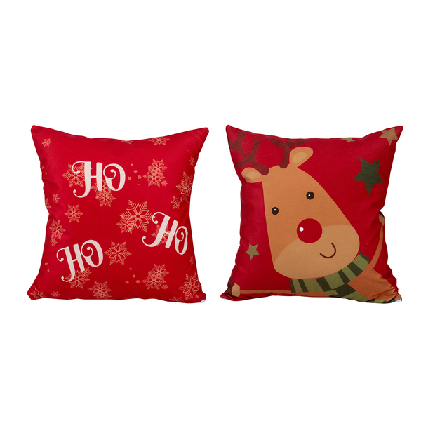 Capa Almofada Natalina Estampada 40cm X 40cm Com Zíper 2 Unid
