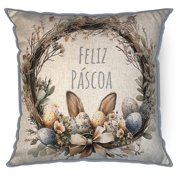 Capa Almofada Páscoa Orelhas De Coelho - Rústica C/ Cordonê A