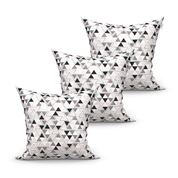 Capa Almofada Preta Clássica Geométrica 3 Unidades 45cm X 45c