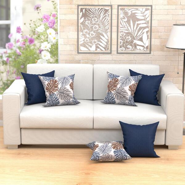 Capa Almofada Realce Azul Kit Com 6 Unidades Com Zíper Tecido