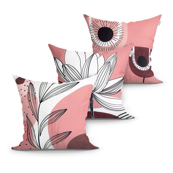 Capa Almofada Rosê Decorativa 3 Unidades 45cm X 45cm Com Zípe