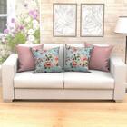 Capa Almofada Rosê E Floral 4 Unidades 60cm X 60cm Tecido Jac