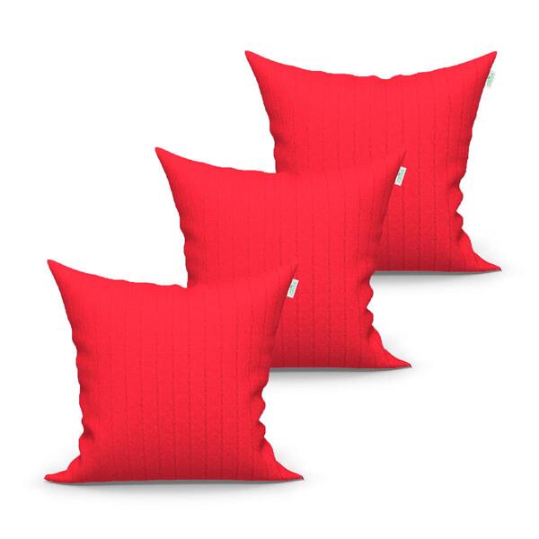 Capa Almofada Vermelha Lisa 3 Unidades 45cm X 45cm Tecido Jac