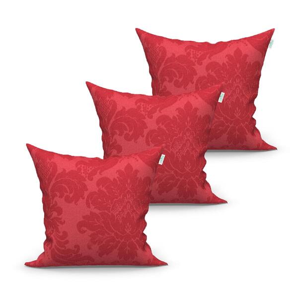 Capa Almofada Vermelha Lisa Clássica 3 Unidades 45cm X 45cm T