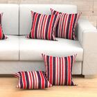 Capa Almofada Vermelha Listrada Kit Com 4 Unidades 45cm X 45c