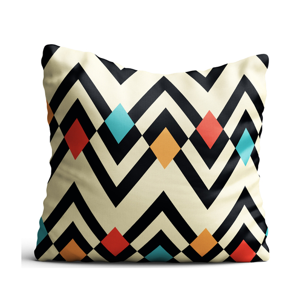 Capa De Almofada 42x42cm Chevron Preto E Colorido