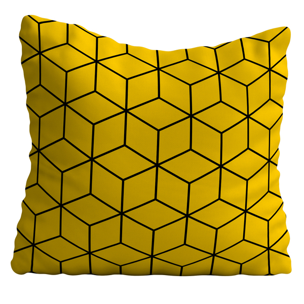 Capa De Almofada 42x42cm Geometrico Cubos Amarelo