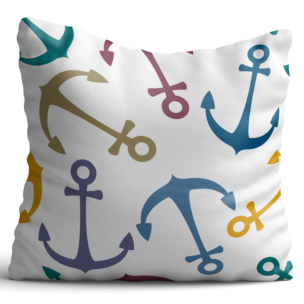 Capa De Almofada 42x42cm Nautica Âncoras Coloridas