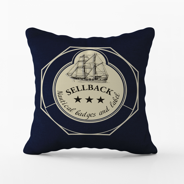 Capa De Almofada 42x42cm Nautica Barco Marinho