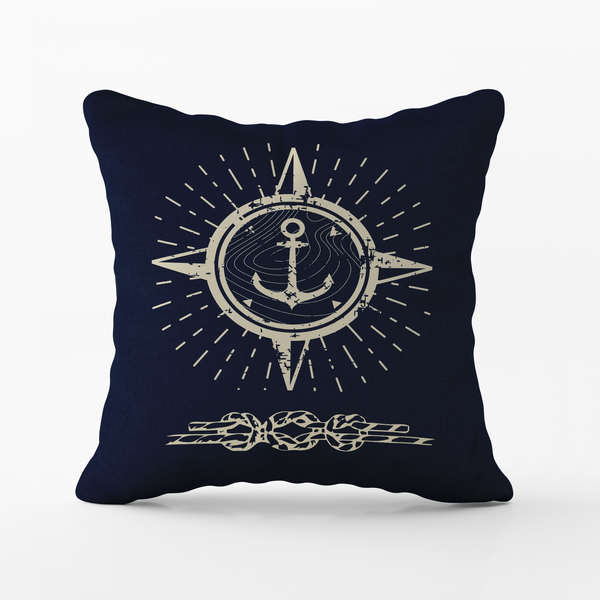 Capa De Almofada 42x42cm Nautica Bussola Marinho