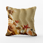 Capa De Almofada 42x42cm Nautica Conchas Na Areia