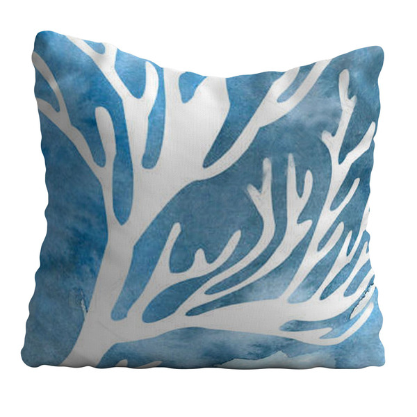 Capa De Almofada 42x42cm Nautica Corais Azuis
