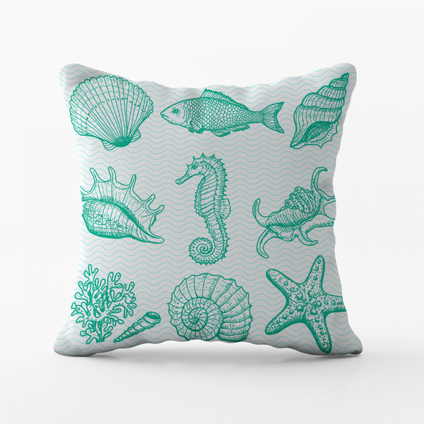 Capa De Almofada 42x42cm Nautica Elementos Do Mar