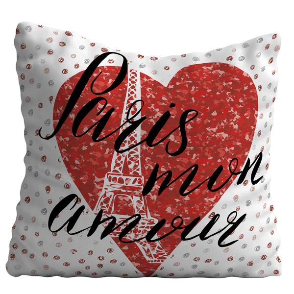 Capa De Almofada 42x42cm Paris Coração Vermelho