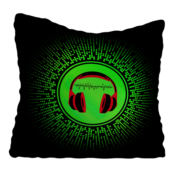 Capa De Almofada 42x42cm Video Game Fone De Ouvido Verde