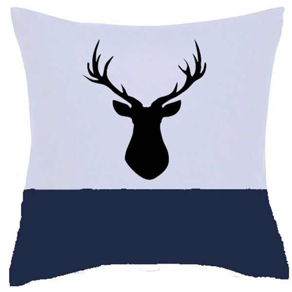 Capa De Almofada Alce Branco E Azul 45x45 Cm