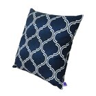 Capa De Almofada Algodão Elegante Azul E Branco 45x45cm