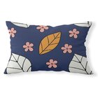 Capa De Almofada Baguete Own Fundo Azul E Folha Branca - 45x3