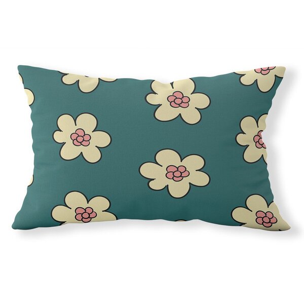 Capa De Almofada Baguete Own Fundo Verde Com Flores - 45x32 Cm