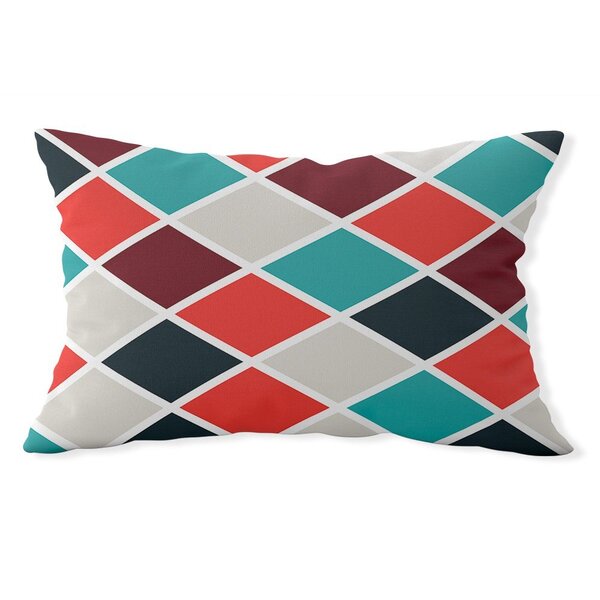 Capa De Almofada Baguete Own Geométrica Losangos Laranja E Az