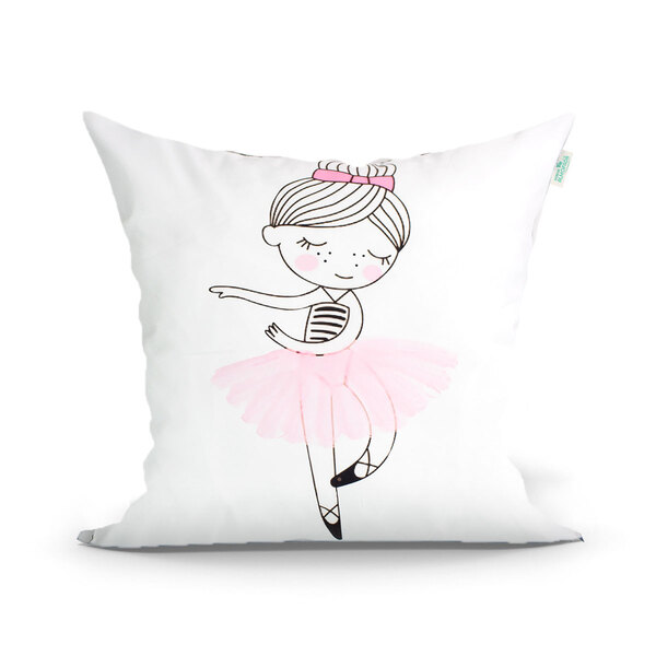 Capa De Almofada Bailarina Branca Estampada Decorativa 45cm X