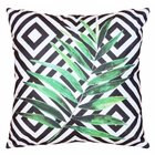 Capa De Almofada Botânica Palmeira Fundo Quadrados 44x44cm