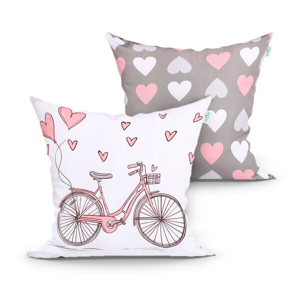 Capa De Almofada Cinza Estampada Kit Com 2 Unidades 45cm X 45