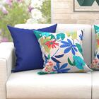 Capa De Almofada Colorida Floral E Azul Lisa Grande 60cm X 60