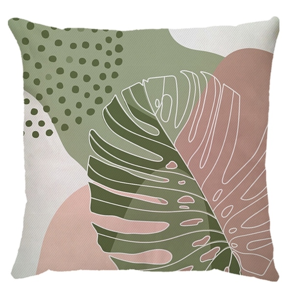 Capa De Almofada Costela De Adão Rose E Verde