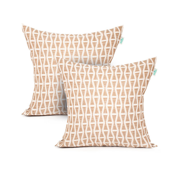 Capa De Almofada De Linho Cáqui Geométrica 45cm X 45cm Com Zí