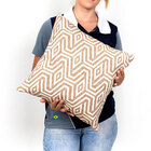 Capa De Almofada De Linho Cáqui Geométrica 45cm X 45cm Com Zí