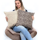 Capa De Almofada De Linho Cáqui Lisa 45cm X 45cm Com Zíper 3