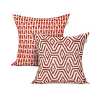 Capa De Almofada De Linho Vermelha Geométrica 45cm X 45cm Com