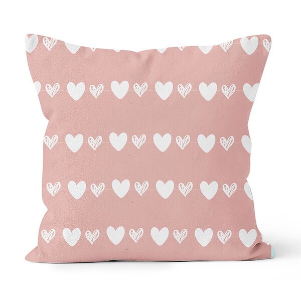 Capa De Almofada Decorativa Own Rosa Com Corações Brancos - 4