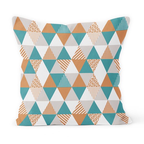 Capa De Almofada Decorativa Own Triângulos Laranja E Azul - 4