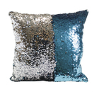 Capa De Almofada Decorativa Paetê Lantejoula Ziper 43x43 Turq