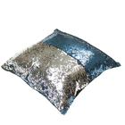 Capa De Almofada Decorativa Paetê Lantejoula Ziper 43x43 Turq