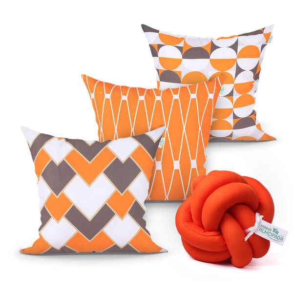 Capa De Almofada Decorativa Para Sala Laranja Kit 3 Unidades