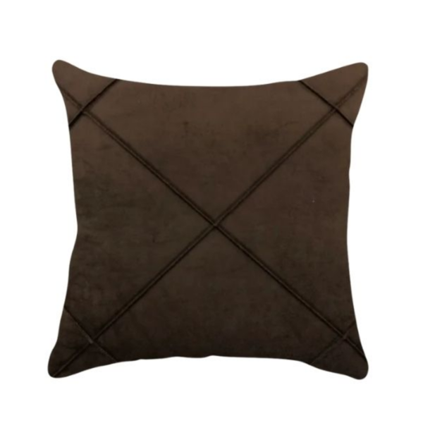 Capa De Almofada Drapeada Veludo Marrom 43x43cm